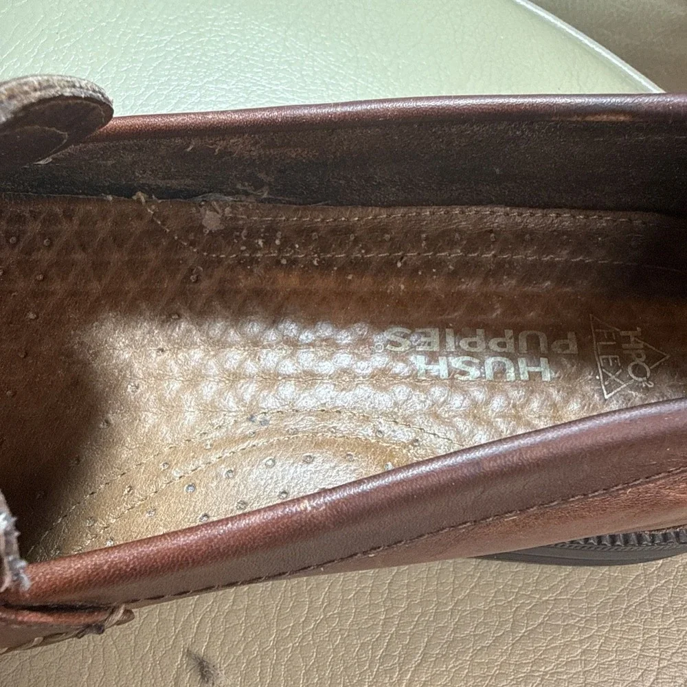 Vintage 90s Brown Hush‎ Puppies Lancer Woven Leather Tassel Loafers 11